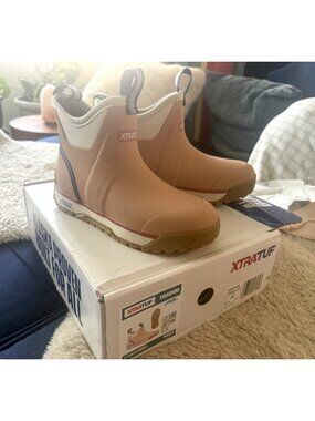 XTRATUF Women's Ice Fleece Lined Ankle Deck Boot Size 5 ROSE New